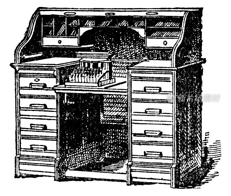 办公室滚顶办公桌- 19世纪